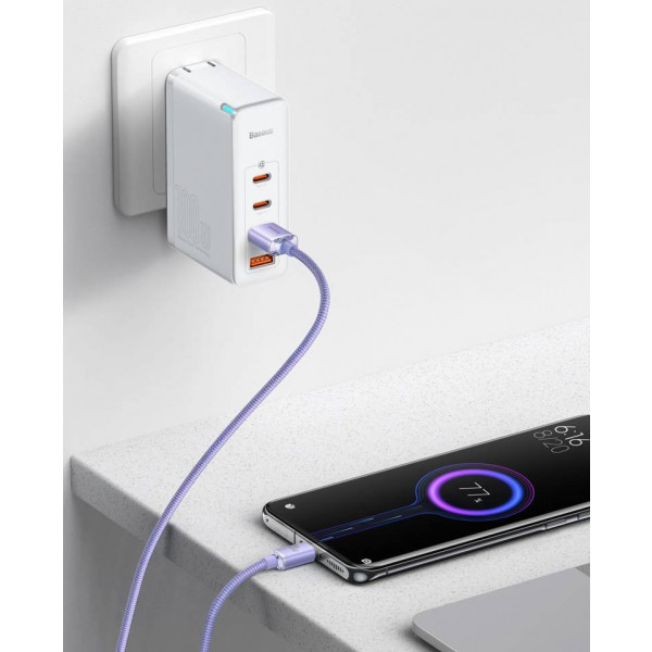 Фото - Кабель синхронизации данных Baseus Crystal Shine Series Fast Charging Data Cable USB to Type-C 100W 2m Purple (CAJY000505)