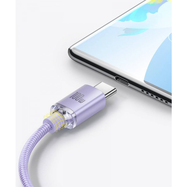 Фото - Кабель синхронизации данных Baseus Crystal Shine Series Fast Charging Data Cable USB to Type-C 100W 2m Purple (CAJY000505)
