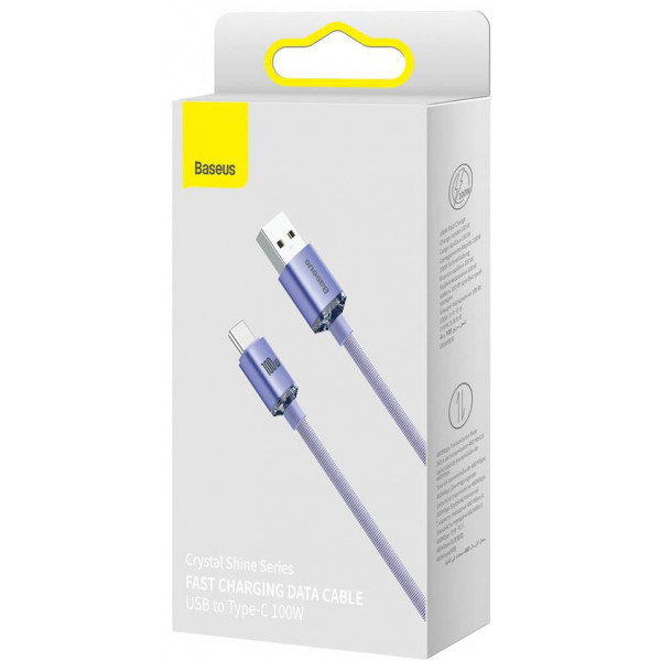Фото - Кабель синхронизации данных Baseus Crystal Shine Series Fast Charging Data Cable USB to Type-C 100W 2m Purple (CAJY000505)