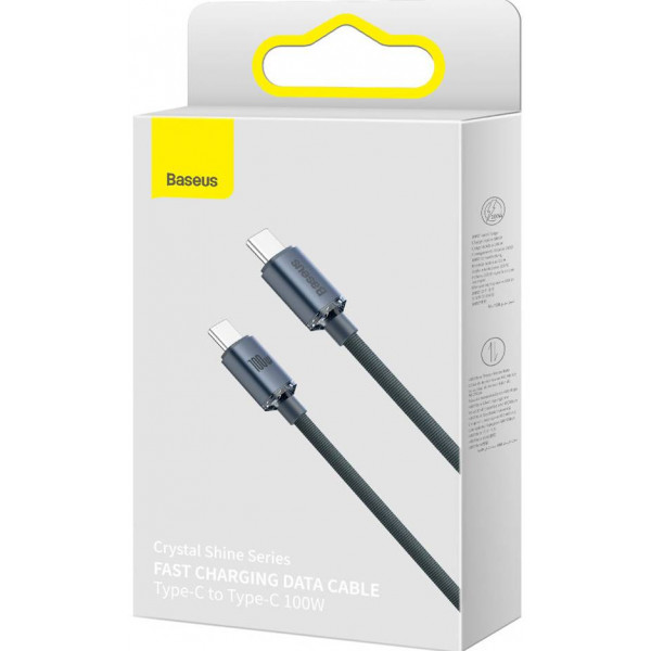 Фото - Кабель синхронизации данных Baseus Crystal Shine Series Fast Charging Data Cable Type-C to Type-C 100W 1.2m Black (CAJY000601)