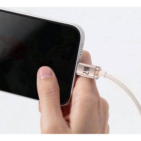 Фото - Кабель синхронизации данных Baseus Crystal Shine Series Fast Charging Data Cable USB to iP 2.4A 2m Pink (CAJY001204)
