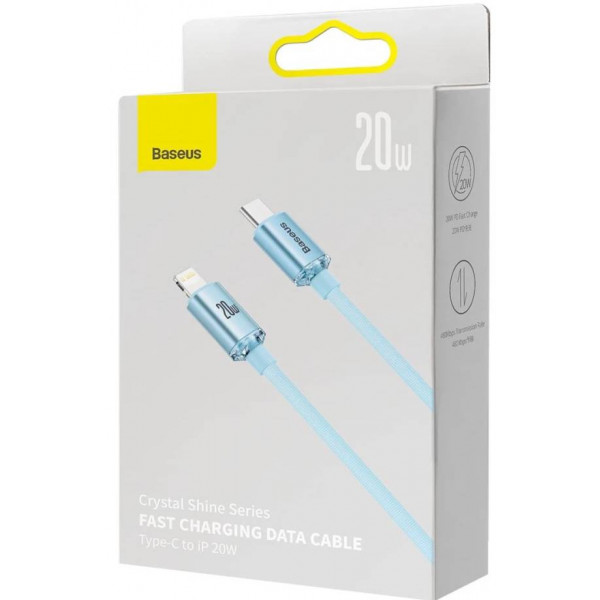 Фото - Кабель синхронизации данных Baseus Crystal Shine Series Fast Charging Data Cable Type-C to iP 20W 2m Sky Blue (CAJY001403)