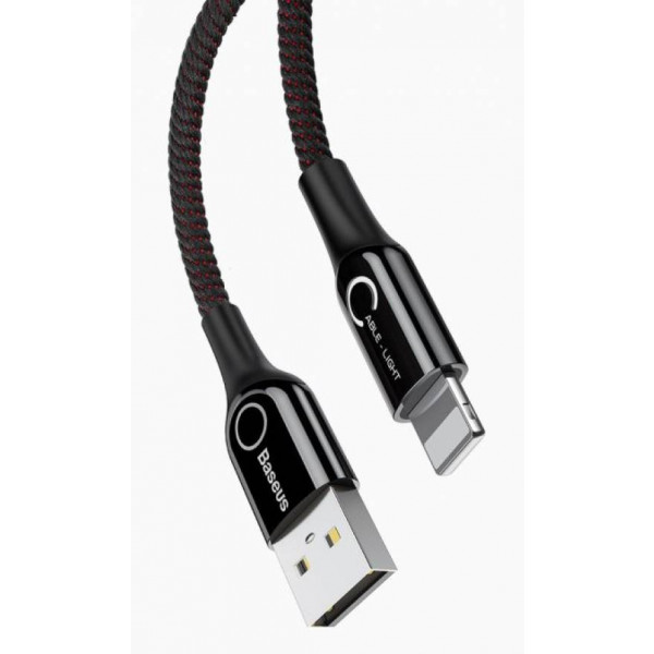 Фото - Кабель синхронизации данных Baseus C-shaped Light Intelligent Power-Off Cable Black (CALCD-01)