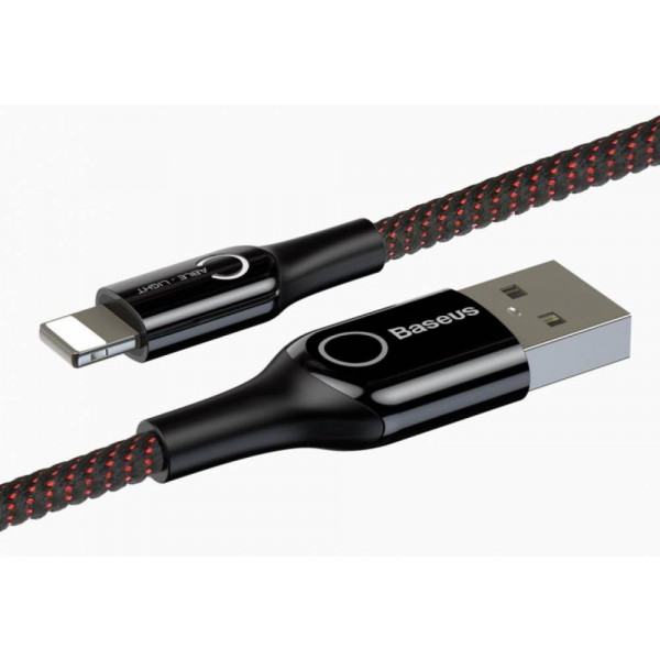 Фото - Кабель синхронизации данных Baseus C-shaped Light Intelligent Power-Off Cable Black (CALCD-01)