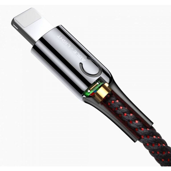 Фото - Кабель синхронизации данных Baseus C-shaped Light Intelligent Power-Off Cable Black (CALCD-01)