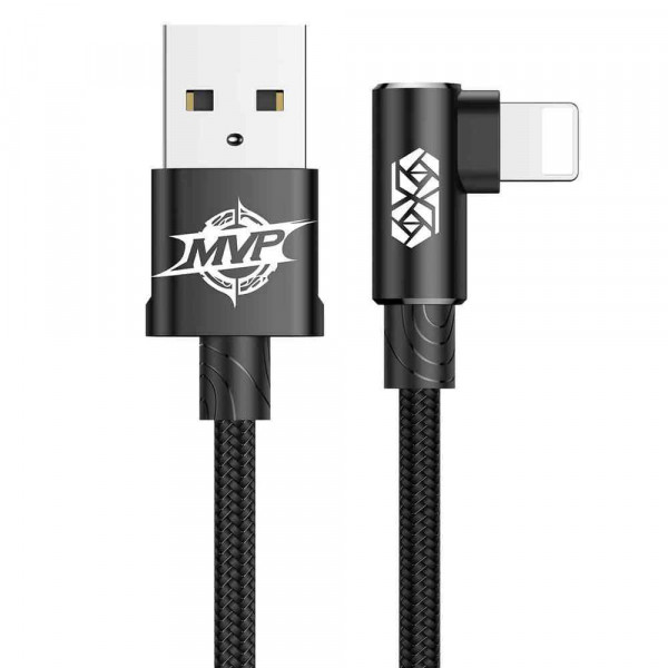 Фото - Кабель синхронизации данных Baseus MVP Elbow Type Cable USB For IP 1.5A 2m Black (CALMVP-A01)
