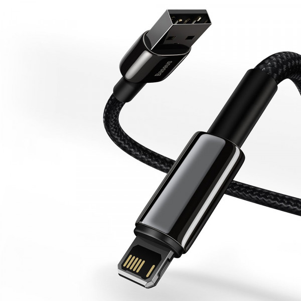 Фото - Кабель синхронизации данных Baseus Tungsten Gold Fast Charging Data Cable USB to iP 2.4A 2m Black (CALWJ-A01)