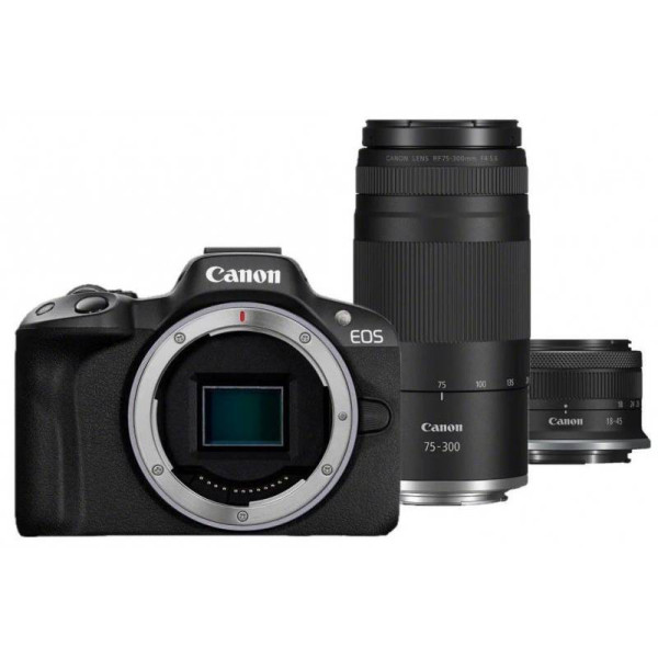 Фото - Фотокамера беззеркальная Canon EOS R50 + RF-S 18-45 IS STM + RF 75-300 Black (5811C150BA)