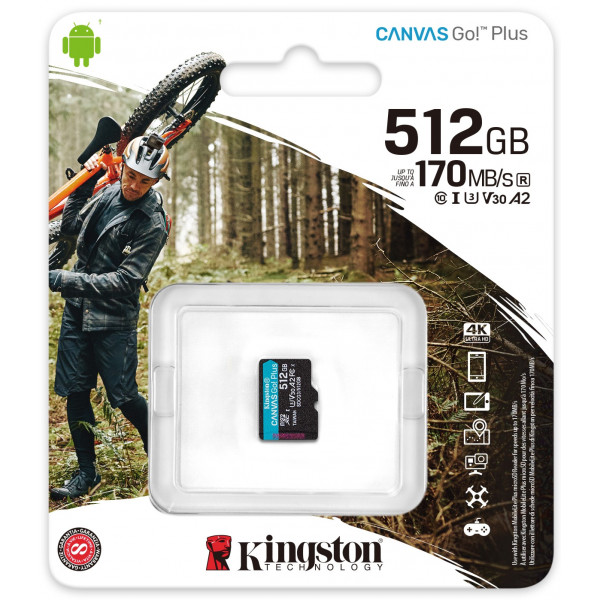 Фото - Карта памяти Kingston MicroSDXC 512GB UHS-I/U3 Class 10 Canvas Go! Plus (SDCG3/512GBSP)