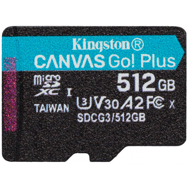 Фото - Карта памяти Kingston MicroSDXC 512GB UHS-I/U3 Class 10 Canvas Go! Plus (SDCG3/512GBSP)