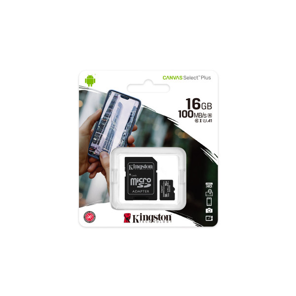 Фото - Карта памяти Kingston microSDHC 16Gb Canvas Select+ A1 + adapter (SDCS2/16GB)
