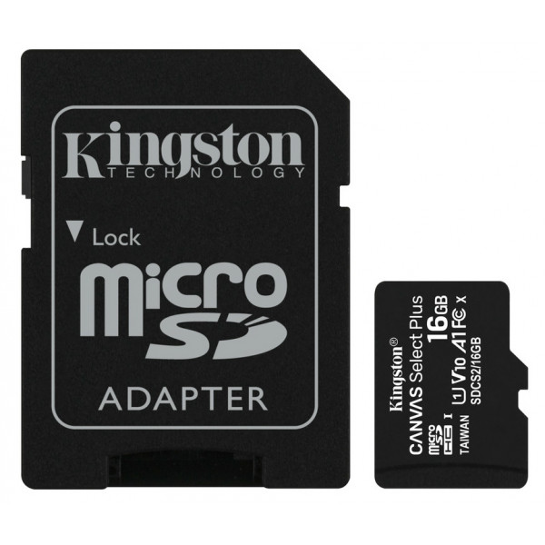 Фото - Карта памяти Kingston microSDHC 16Gb Canvas Select+ A1 + adapter (SDCS2/16GB)
