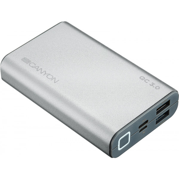 Фото - Батарея мобильная Canyon 10000mAh Silver QC3.0 (H2CNDTPBQC10S/CND-TPBQC10S)
