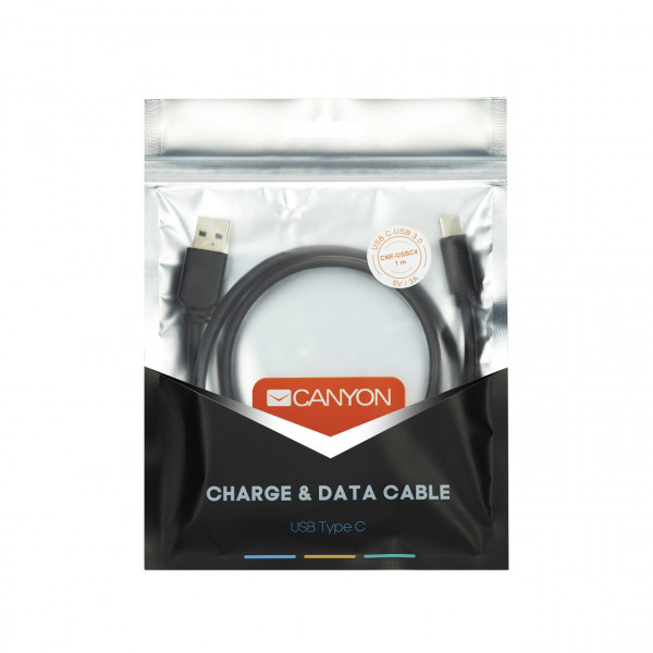 Фото - Кабель синхронизации данных Canyon Type-C USB 2.0 1.8m Black (CNE-USBC2B)