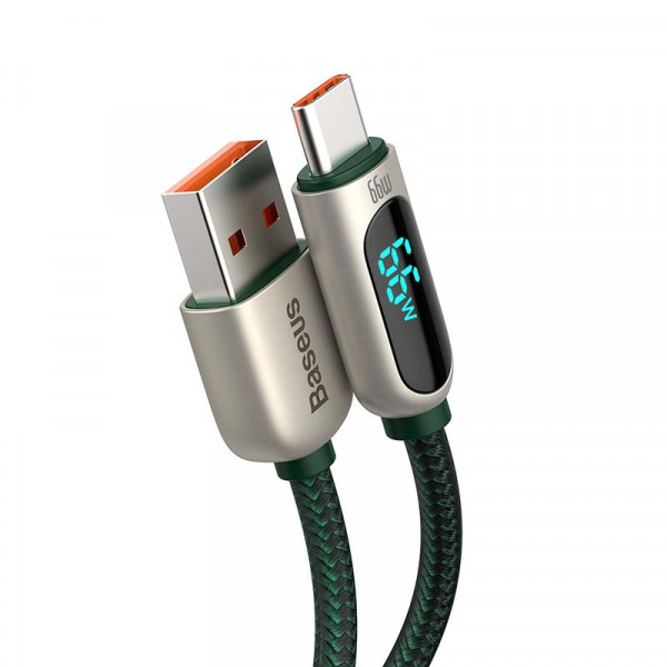 Фото - Кабель синхронизации данных Baseus Display Fast Charging Data Cable USB to Type-C 66W 1m Green (CASX020006)