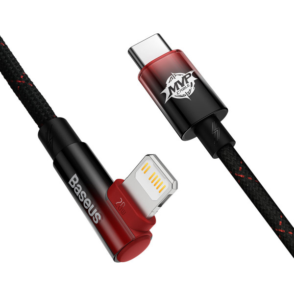 Фото - Кабель синхронизации данных Baseus MVP 2 Elbow-shaped Fast Charging Data Cable Type-C to iP 20W 1m Black/Red (CAVP000220)