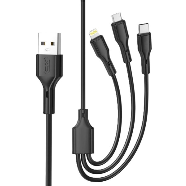 Фото - Кабель синхронизации данных XO 3A 3 в 1 Black (CB-23U3-BK)