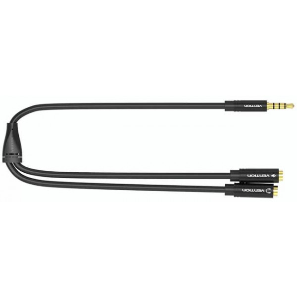 Фото - Переходник аудио Vention Jack 3.5mm 4pin M -> 2x3.5mm F Black (BBVBY)