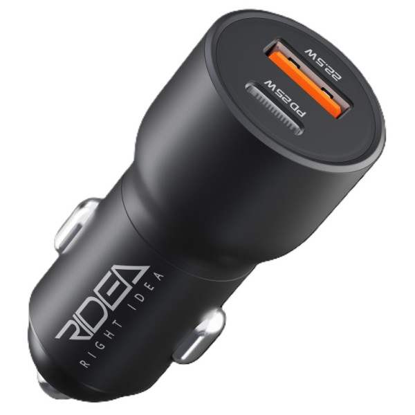 Фото - Автомобильное зарядное устройство Ridea QPow 1USB/1USB-C PD/QC 30W+Type-C to Lightning Black (RCC-30115)