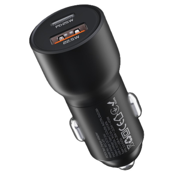 Фото - Автомобильное зарядное устройство Ridea QPow 1USB/1USB-C PD/QC 30W+Type-C to Lightning Black (RCC-30115)