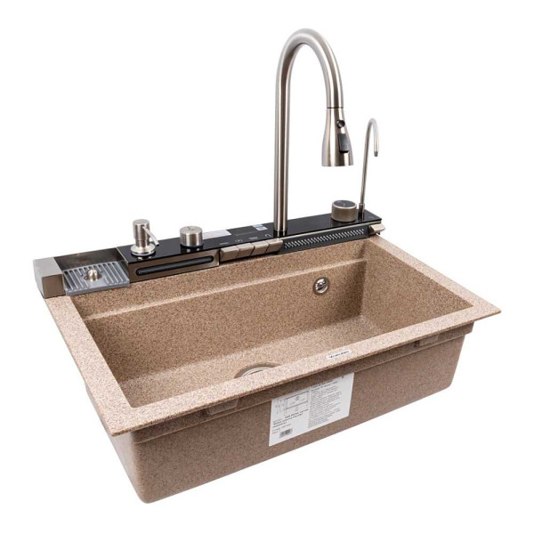 Фото - Мойка кухонная VALESO 6846 IRENA матовая карамель Фото - Мойка кухонная VALESO 6846 IRENA матовая карамель