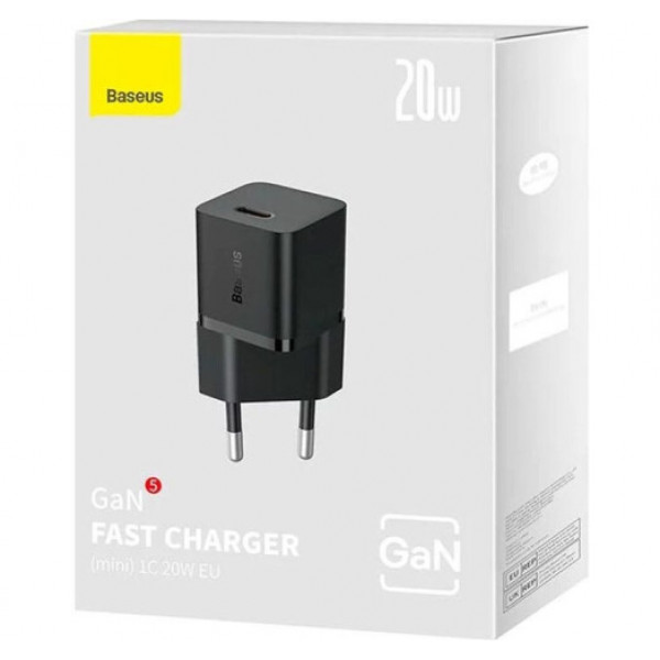 Фото - Сетевое зарядное устройство Baseus GaN5 FC mini 1C 20W Black (CCGN050101)