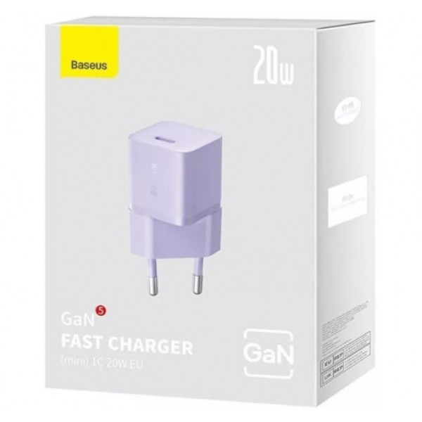 Фото - Сетевое зарядное устройство Baseus GaN5 FC mini 1C 20W Violet (CCGN050105)