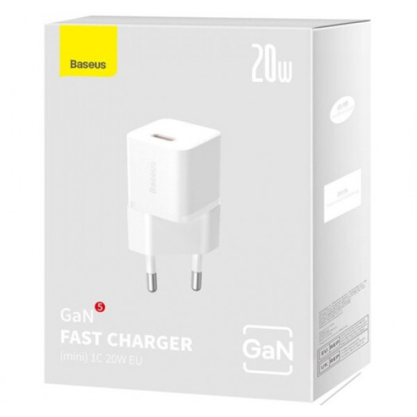 Фото - Сетевое зарядное устройство Baseus GaN5 FC mini 1C 20W White (CCGN050102)