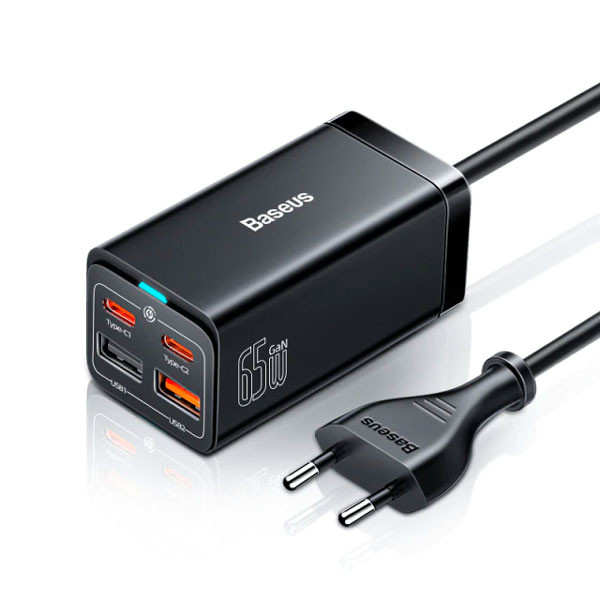 Фото - Сетевое зарядное устройство Baseus Fast Charger 2C+2U 65W Black (CCGP040101)