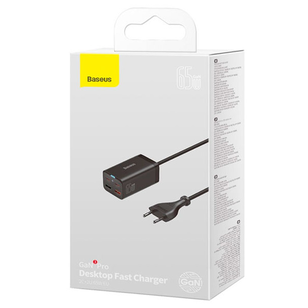 Фото - Сетевое зарядное устройство Baseus Fast Charger 2C+2U 65W Black (CCGP040101)