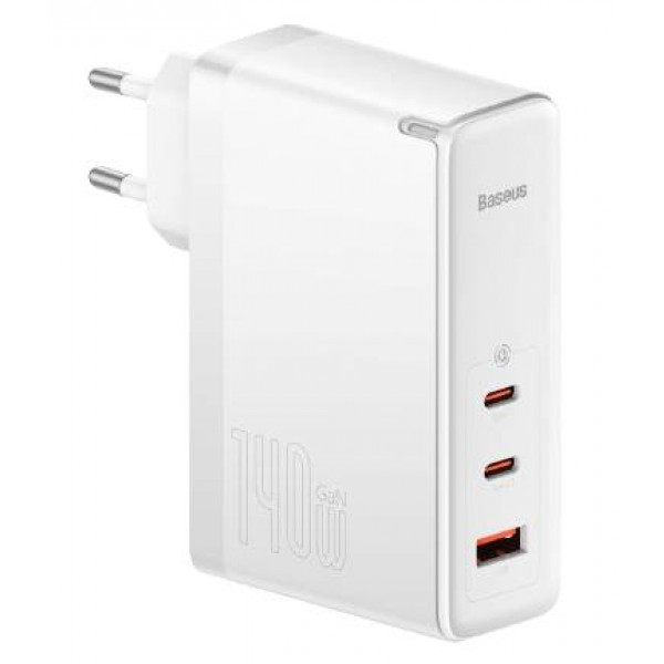 Фото - Сетевое зарядное устройство Baseus GaN5 Pro 140W 2 x Type-C + USB + Кабель Type-C - Type-C White (CCGP100202)