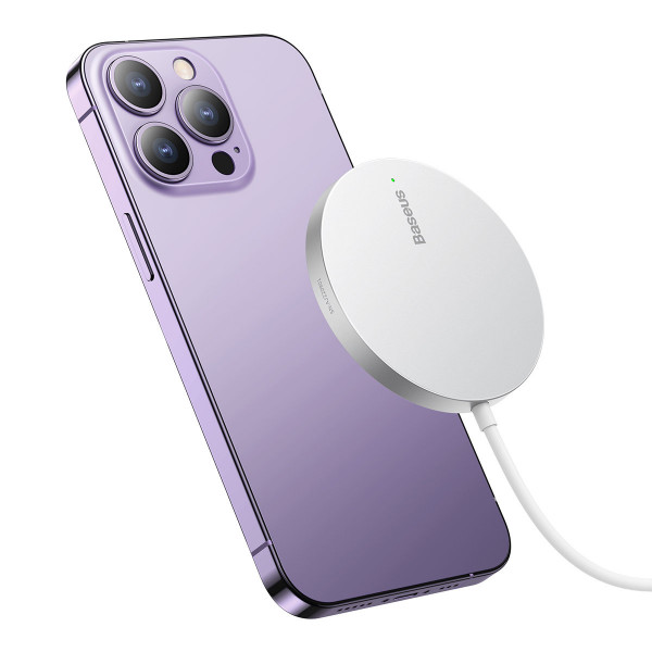 Фото - Беспроводное зарядное устройство Baseus Simple Mini3 Magnetic Wireless Charger 15W Silver (CCJJ040012)