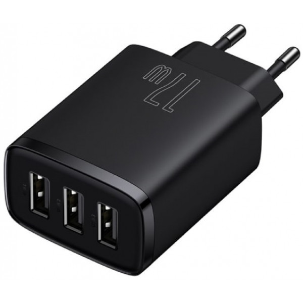 Фото - Сетевое зарядное устройство Baseus Compact 17W 3 USB Black (CCXJ020101)