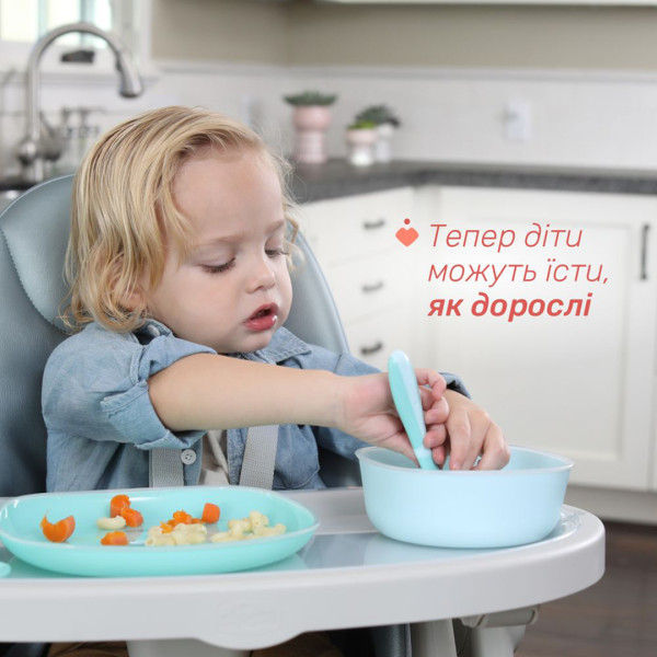 Фото - Набор детских столовых приборов для малыша Chicco из нержавеющей стали 18М+ мальчик (16102.25)