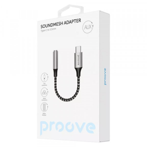 Фото - Переходник аудио Proove SoundMesh Type-C to 3.5 mm Gray