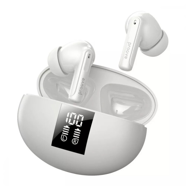 Фото - Наушники вкладыши беспроводные TWS Proove Thunder Buds SE TWS with ANC (APP) White (TWTBSE01AP02)
