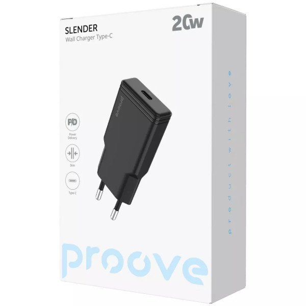 Фото - Сетевое зарядное устройство Proove Slender 20W (Type-C) black (WCSS20010001)