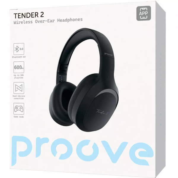 Фото - Наушники полноразмерные беспроводные Proove Tender 2 (APP) black (HPTR2001AP01)