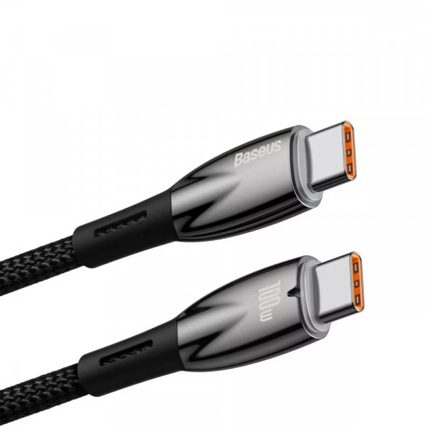Фото - Кабель синхронизации данных Baseus Glimmer Series Fast Charging Type-C to Type-C 100W 1 m Black (CADH000701)