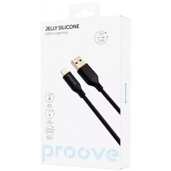 Фото - Кабель синхронизации данных Proove Jelly Silicone Lightning 2.4A (1m) Black (491980001)