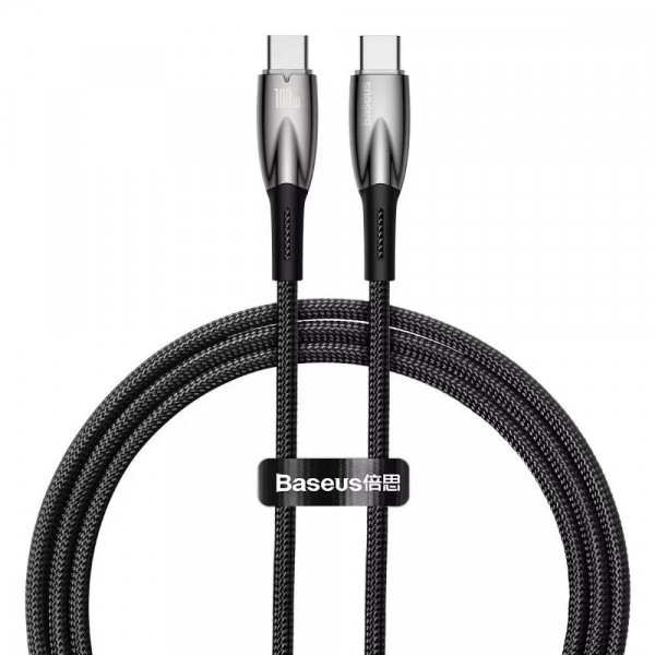 Фото - Кабель синхронизации данных Baseus Glimmer Series Fast Charging Type-C to Type-C 100W 1 m Black (CADH000701)