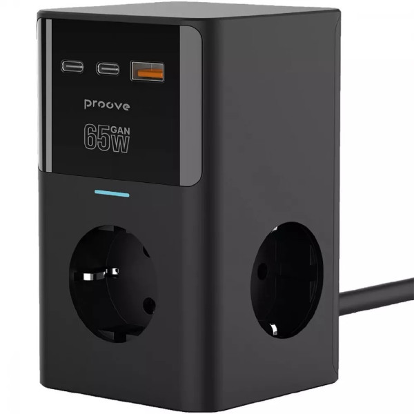 Фото - Сетевое зарядное устройство Proove Power Cube 65W (3xAC + 2xType-C + 1xUSB) 1.5m black (PSPC36801201)