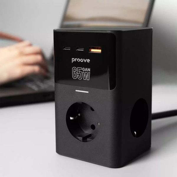Фото - Сетевое зарядное устройство Proove Power Cube 65W (3xAC + 2xType-C + 1xUSB) 1.5m black (PSPC36801201)