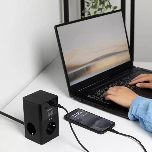 Фото - Сетевое зарядное устройство Proove Power Cube 65W (3xAC + 2xType-C + 1xUSB) 1.5m black (PSPC36801201)