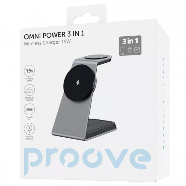 Фото - Беспроводное зарядное устройство Proove Omni Power 3 in 1 Gray