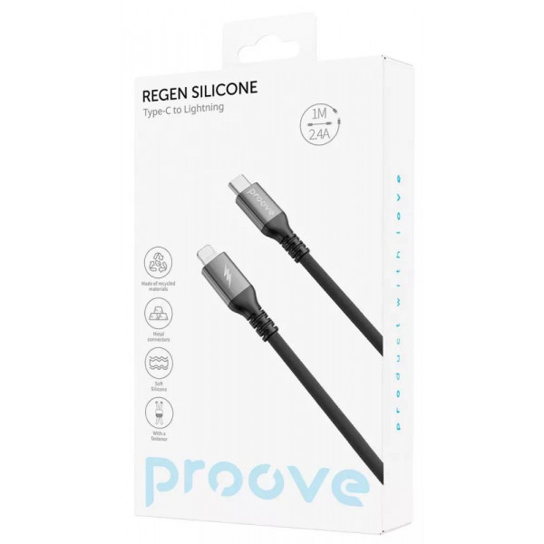 Фото - Кабель синхронизации данных Proove ReGen Silicone Type-C to Lightning 1m Black(CCRS60002101)