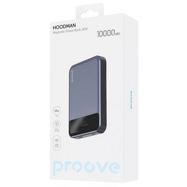 Фото - Батарея мобильная Proove Hoodman Magnetic 20W 10000mAh gray (2001001739768)