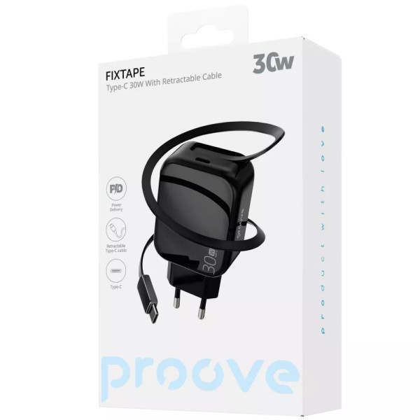 Фото - Сетевое зарядное устройство Proove Fixtape GaN Type-C 30W black (WCFP30010201)