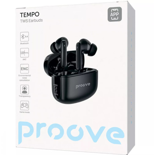 Фото - Наушники вкладыши беспроводные TWS Proove Tempo TWS with ANC (APP) black (TWTM0001AP01)