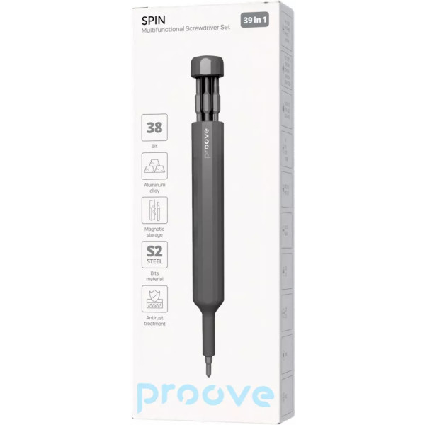 Фото - Отвертка со сменными битами Proove Spin 39in1 Gray (MTSS39000003)